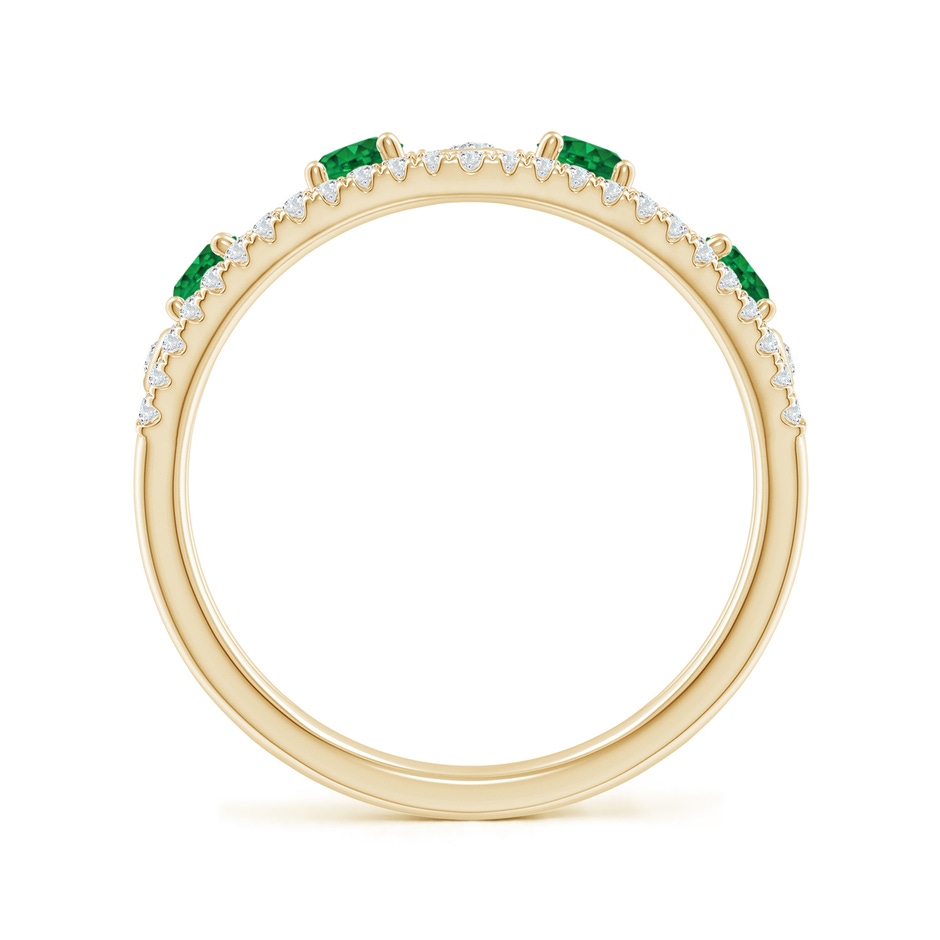 3mm AAA Nature Inspired Round Emerald & Diamond Filigree Band in 9K Yellow Gold side-1