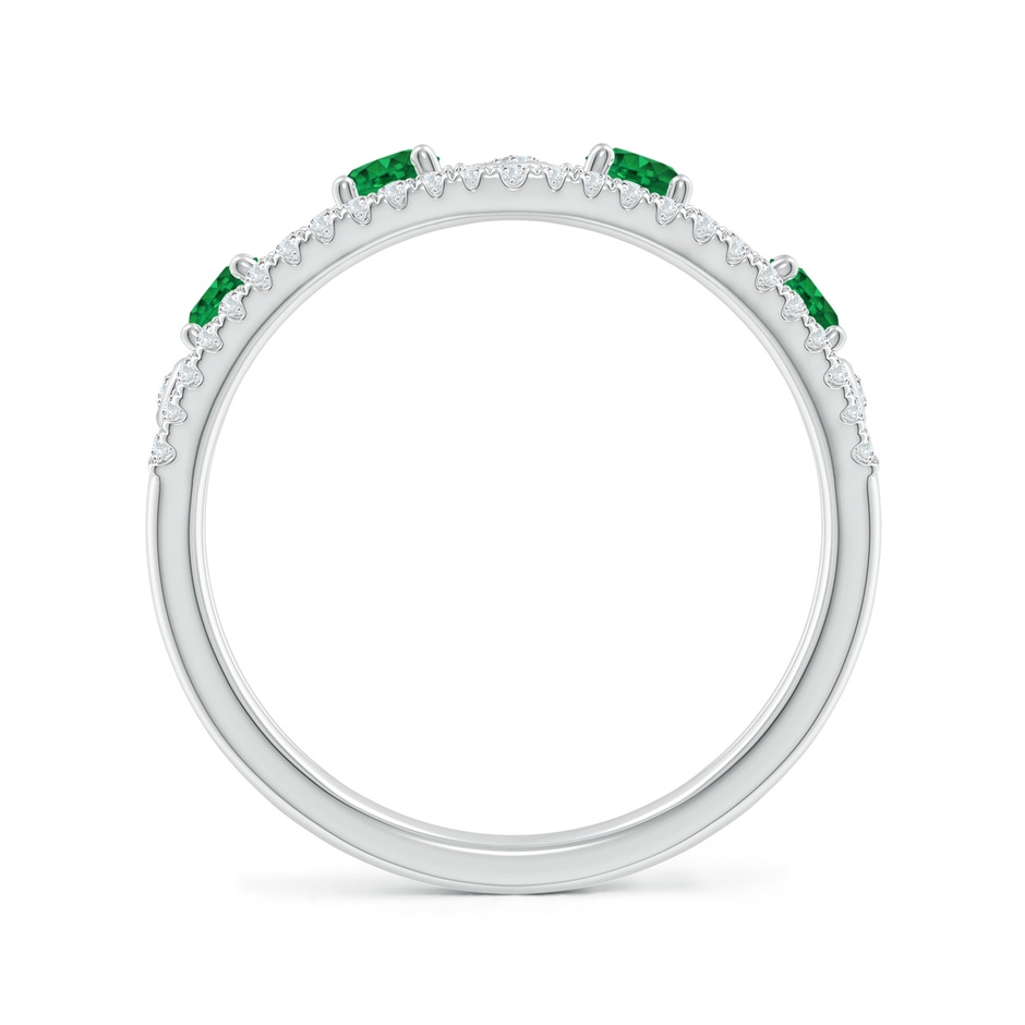 3mm AAA Nature Inspired Round Emerald & Diamond Filigree Band in White Gold side-1