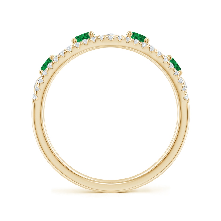 3mm AAA Nature Inspired Round Emerald & Diamond Filigree Band in Yellow Gold side-1