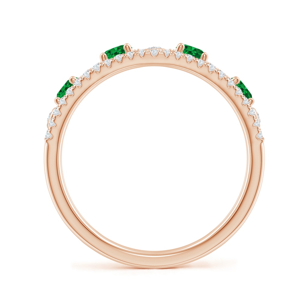 3mm AAAA Nature Inspired Round Emerald & Diamond Filigree Band in Rose Gold - side_1