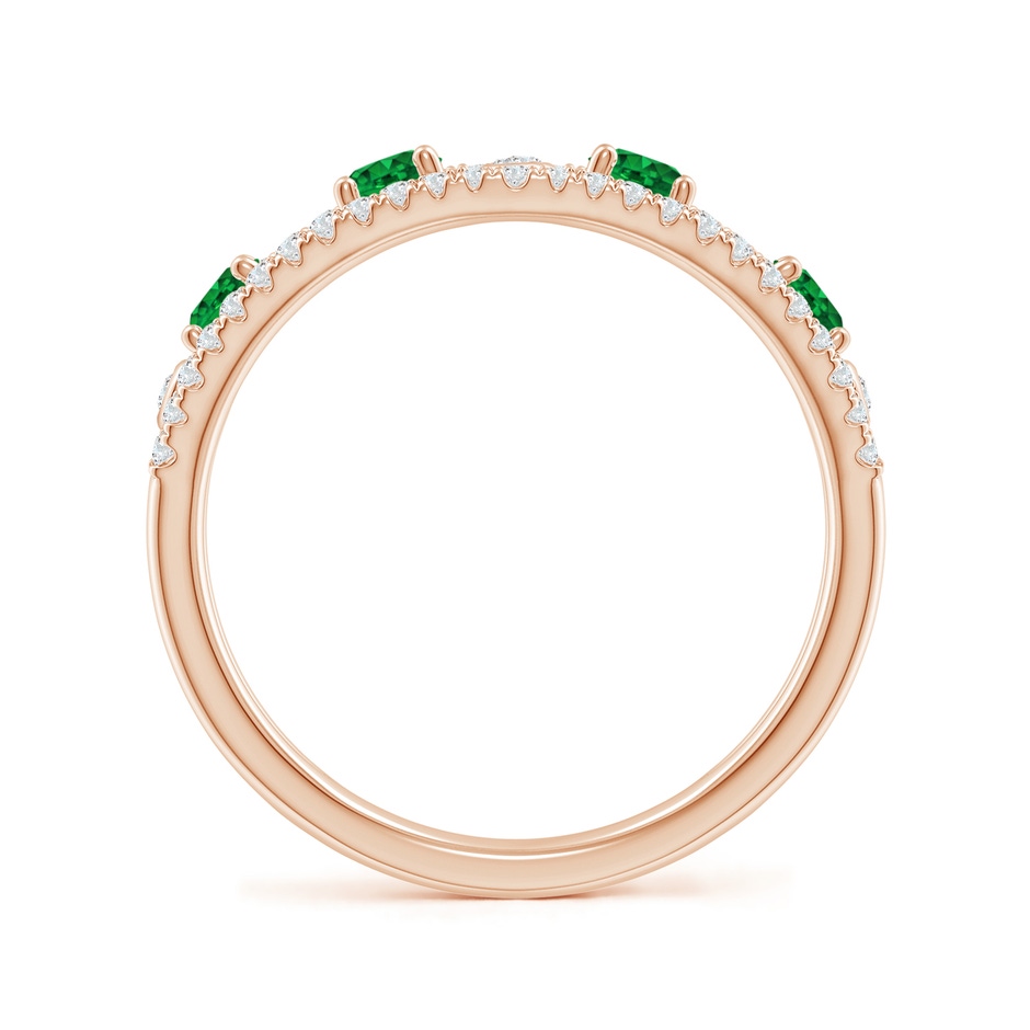 3mm AAAA Nature Inspired Round Emerald & Diamond Filigree Band in Rose Gold side-1