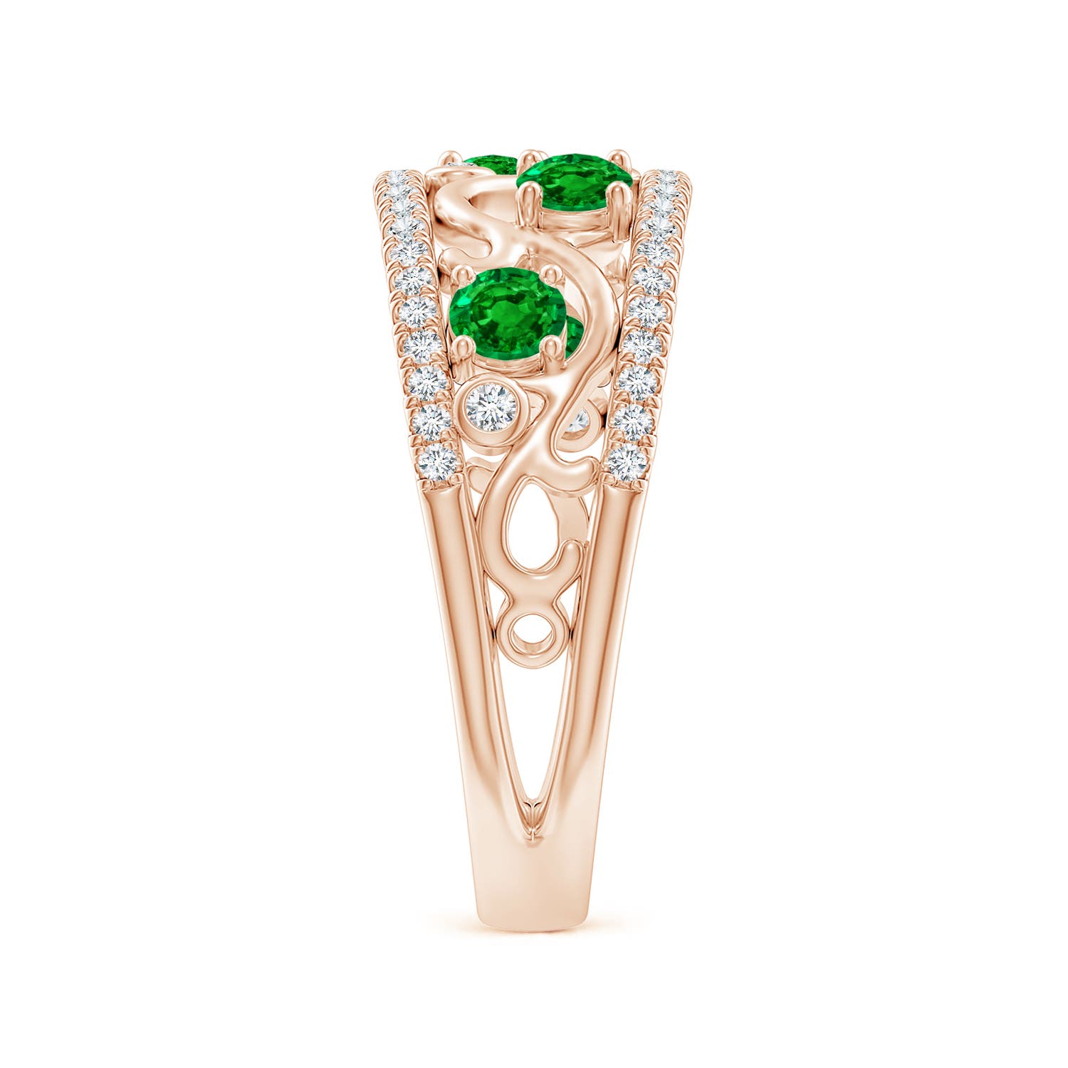 AAAA - Emerald / 0.68 CT / 14 KT Rose Gold