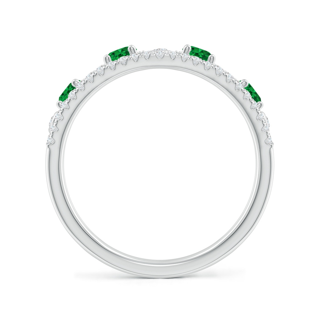 3mm AAAA Nature Inspired Round Emerald & Diamond Filigree Band in White Gold - side_1