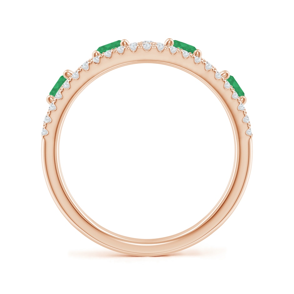 4mm A Nature Inspired Round Emerald & Diamond Filigree Band in Rose Gold side-1