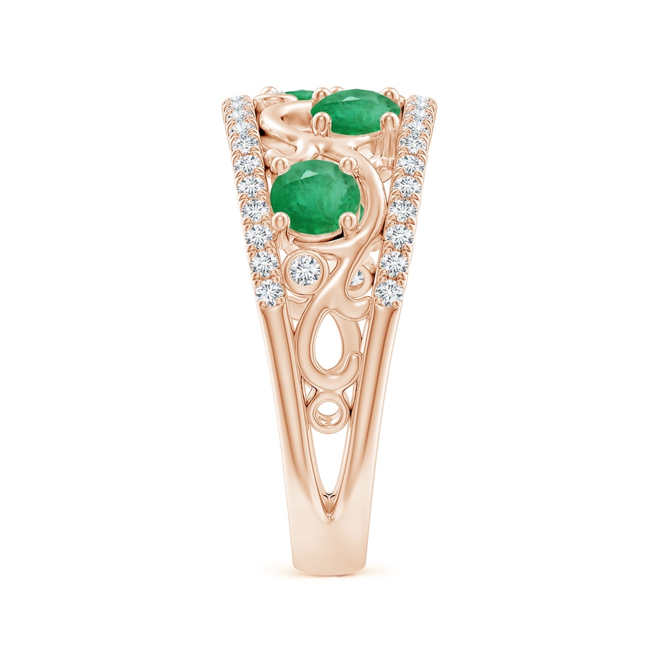4mm A Nature Inspired Round Emerald & Diamond Filigree Band in Rose Gold side-2