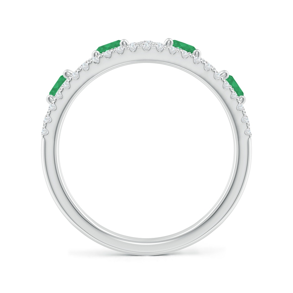 4mm A Nature Inspired Round Emerald & Diamond Filigree Band in White Gold side-1