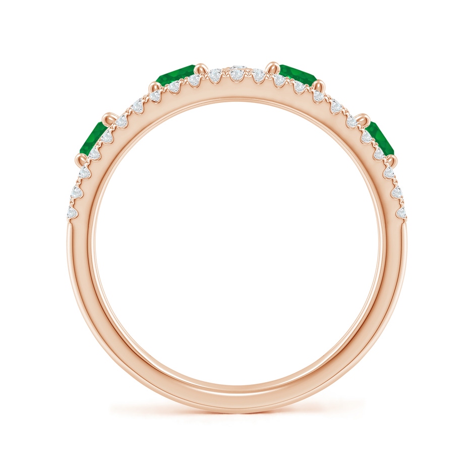 4mm AA Nature Inspired Round Emerald & Diamond Filigree Band in Rose Gold side-1