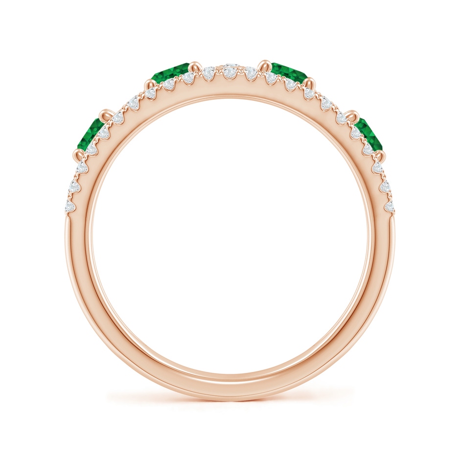 4mm AAA Nature Inspired Round Emerald & Diamond Filigree Band in Rose Gold side-1