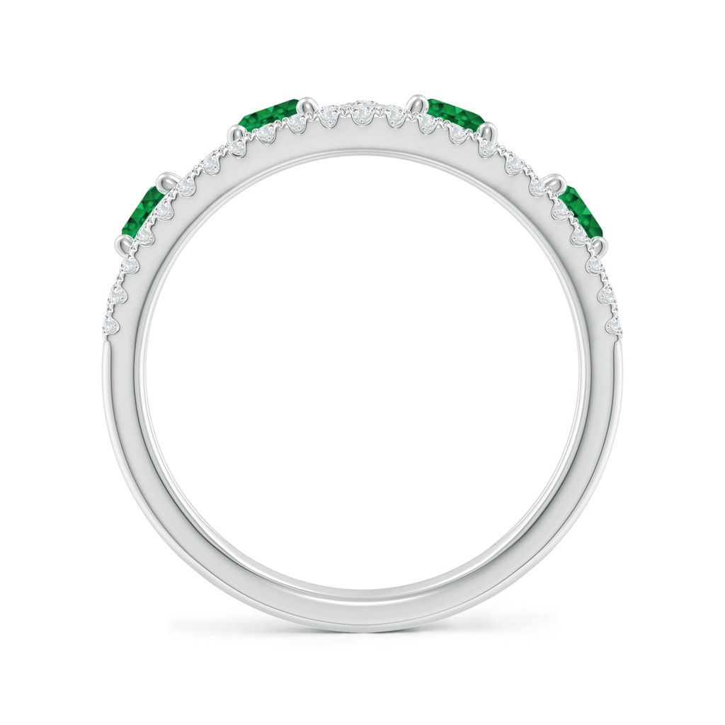 4mm AAA Nature Inspired Round Emerald & Diamond Filigree Band in White Gold Side-1