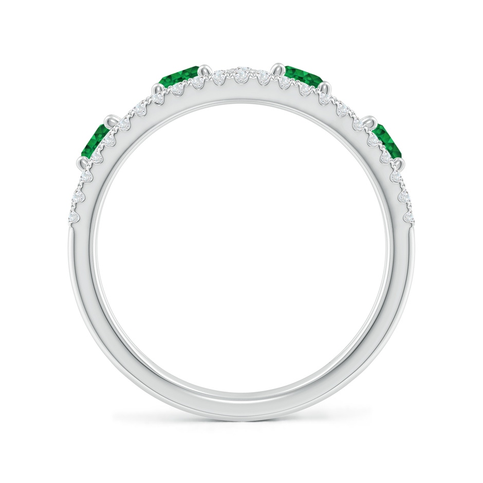 4mm AAA Nature Inspired Round Emerald & Diamond Filigree Band in White Gold side-1