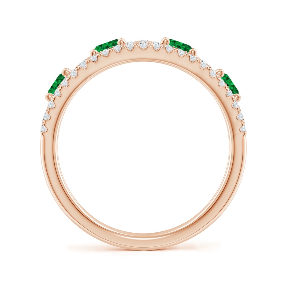4mm AAAA Nature Inspired Round Emerald & Diamond Filigree Band in Rose Gold side-1