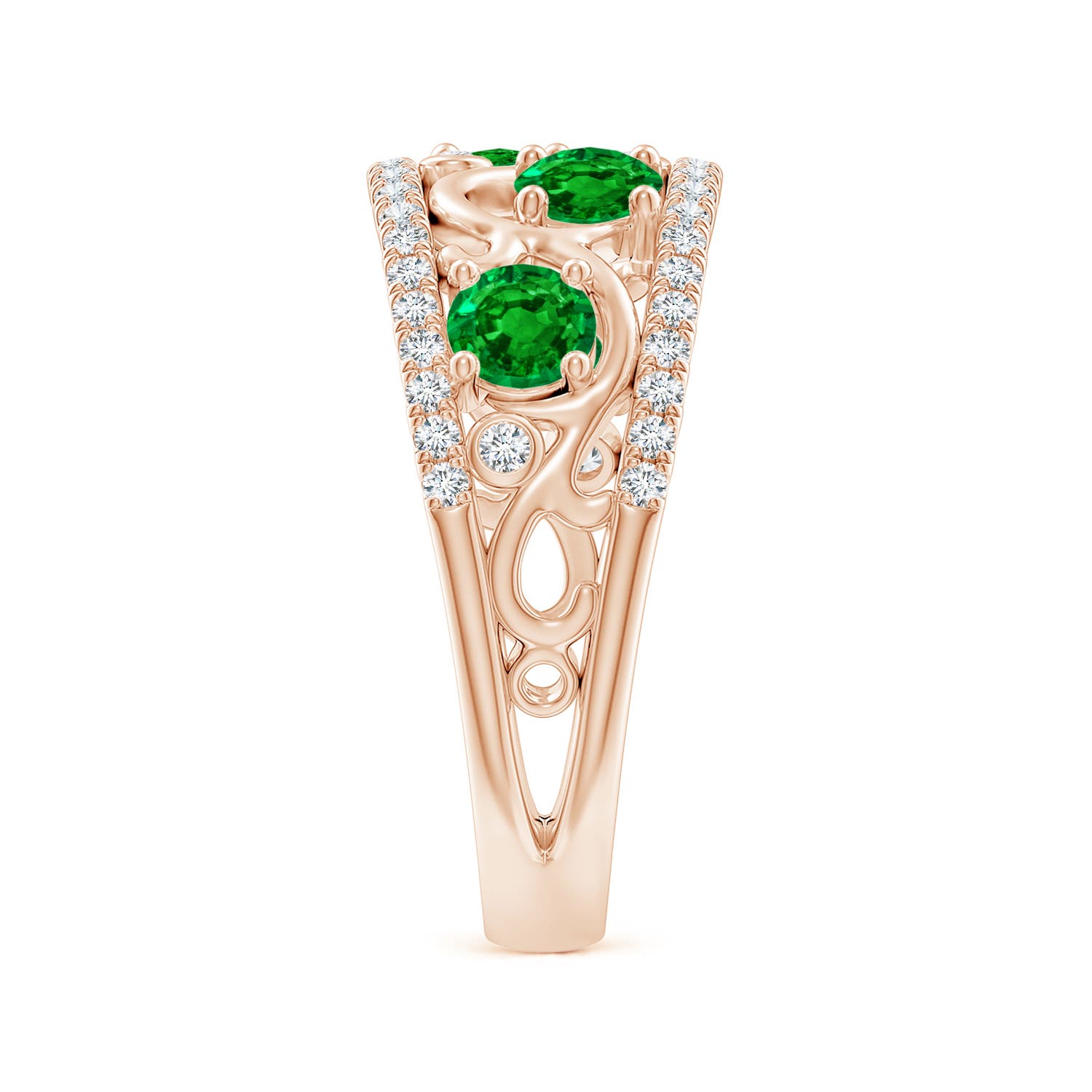 AAAA - Emerald / 1.28 CT / 14 KT Rose Gold