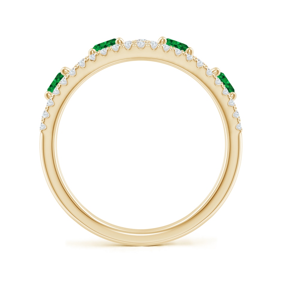 4mm AAAA Nature Inspired Round Emerald & Diamond Filigree Band in Yellow Gold side-1