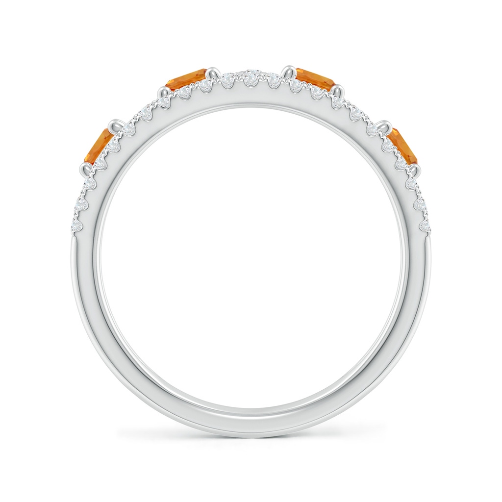 4mm AAA Nature Inspired Round Orange Sapphire & Diamond Filigree Band in White Gold Side-1