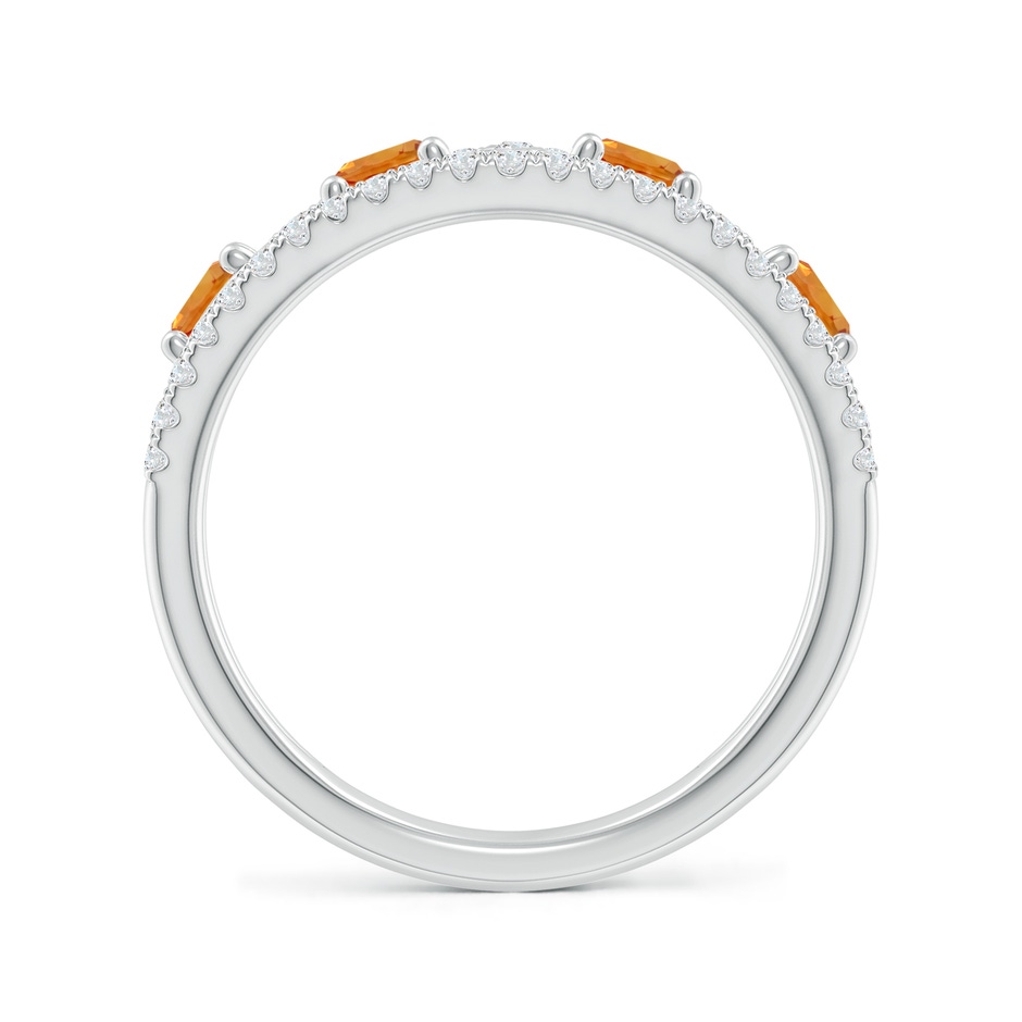 4mm AAA Nature Inspired Round Orange Sapphire & Diamond Filigree Band in White Gold side-1