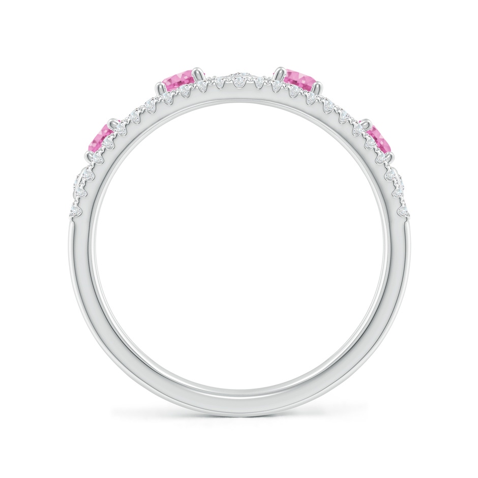 3mm A Nature Inspired Round Pink Sapphire & Diamond Filigree Band in White Gold product image