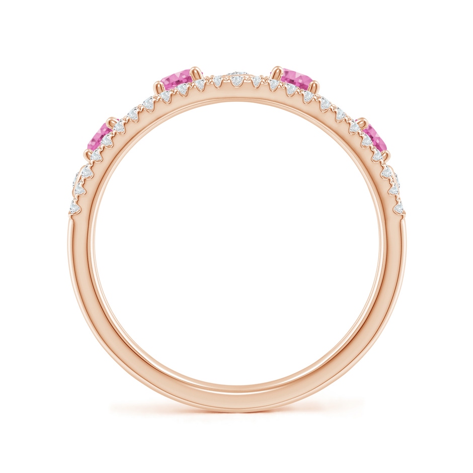 3mm AA Nature Inspired Round Pink Sapphire & Diamond Filigree Band in Rose Gold product image