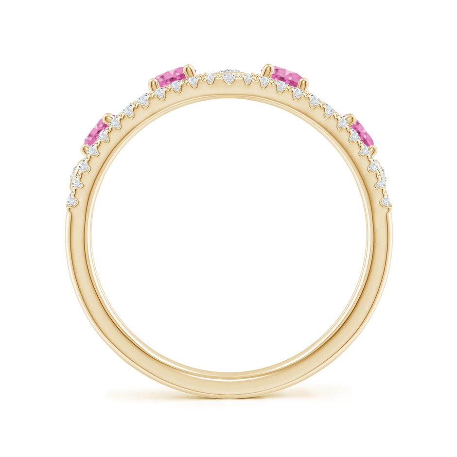 3mm AA Nature Inspired Round Pink Sapphire & Diamond Filigree Band in Yellow Gold product image