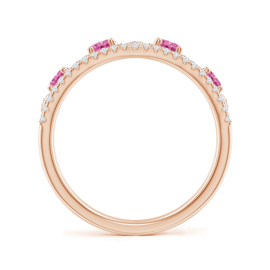 3mm AAA Nature Inspired Round Pink Sapphire & Diamond Filigree Band in Rose Gold product image