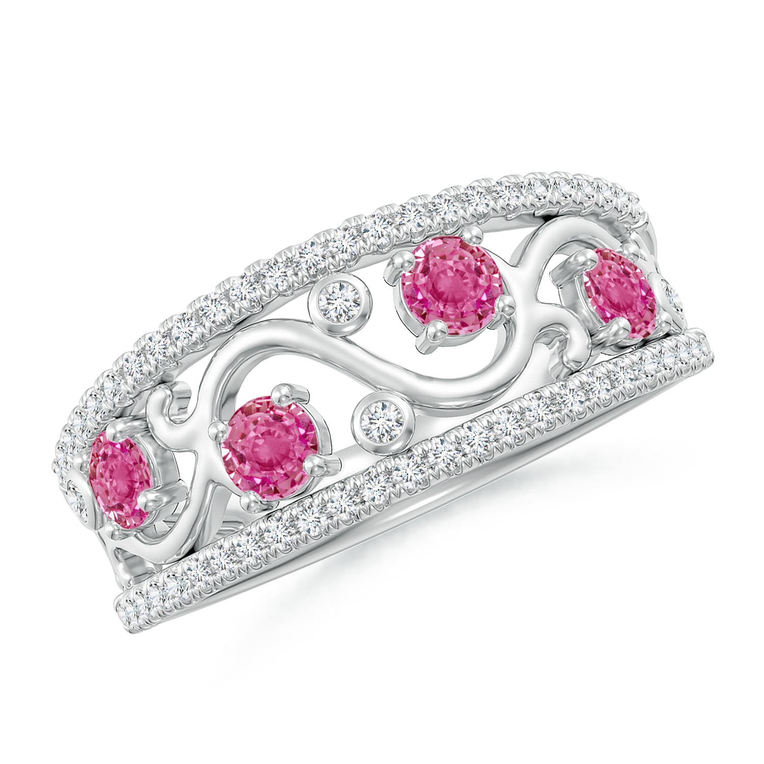 AAA - Pink Sapphire / 0.84 CT / 14 KT White Gold