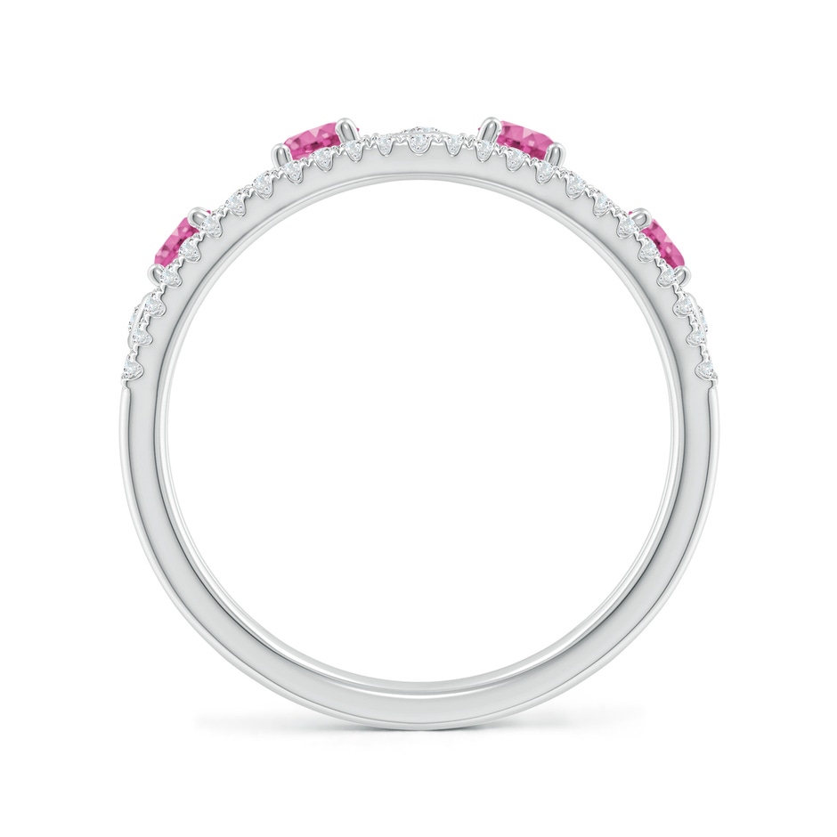 3mm AAA Nature Inspired Round Pink Sapphire & Diamond Filigree Band in White Gold product image