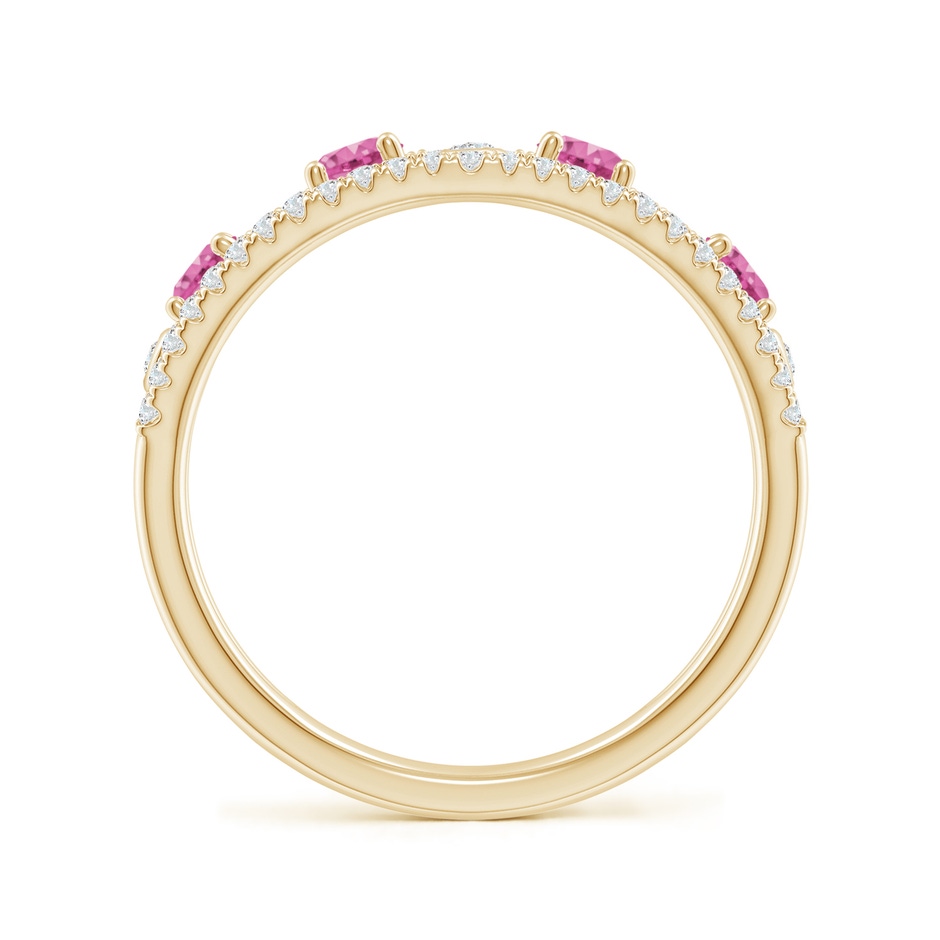 3mm AAA Nature Inspired Round Pink Sapphire & Diamond Filigree Band in Yellow Gold product image