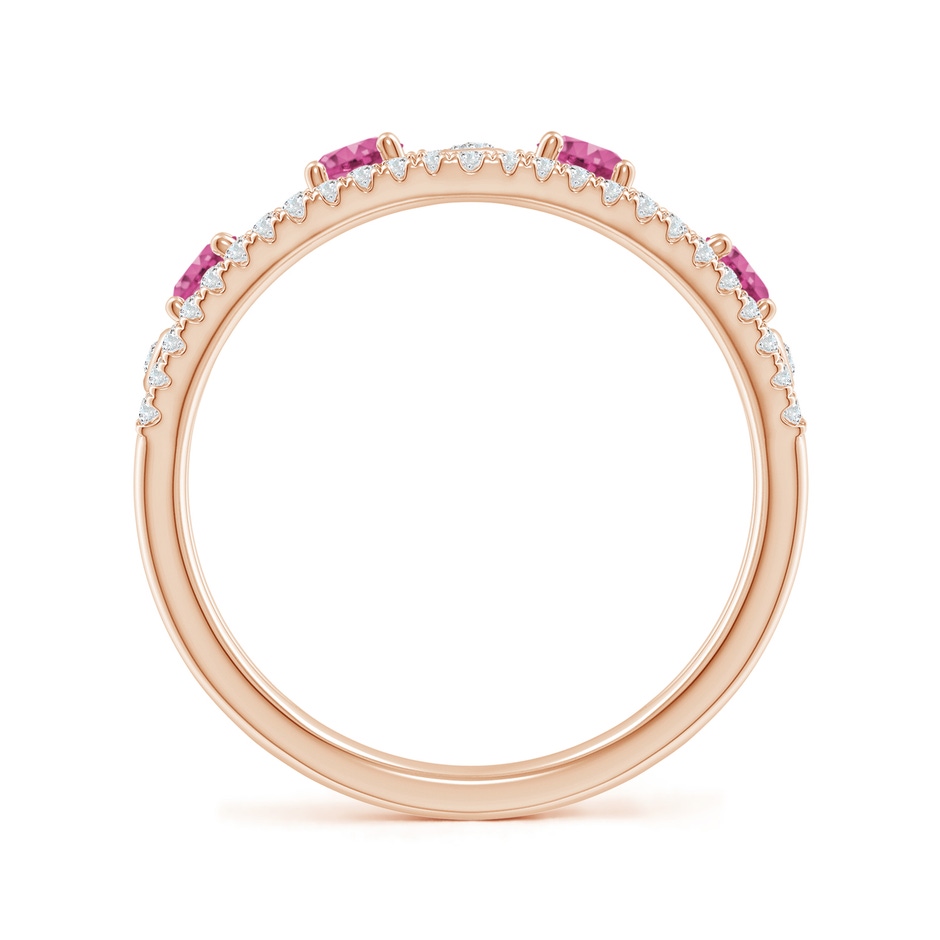 3mm AAAA Nature Inspired Round Pink Sapphire & Diamond Filigree Band in Rose Gold product image