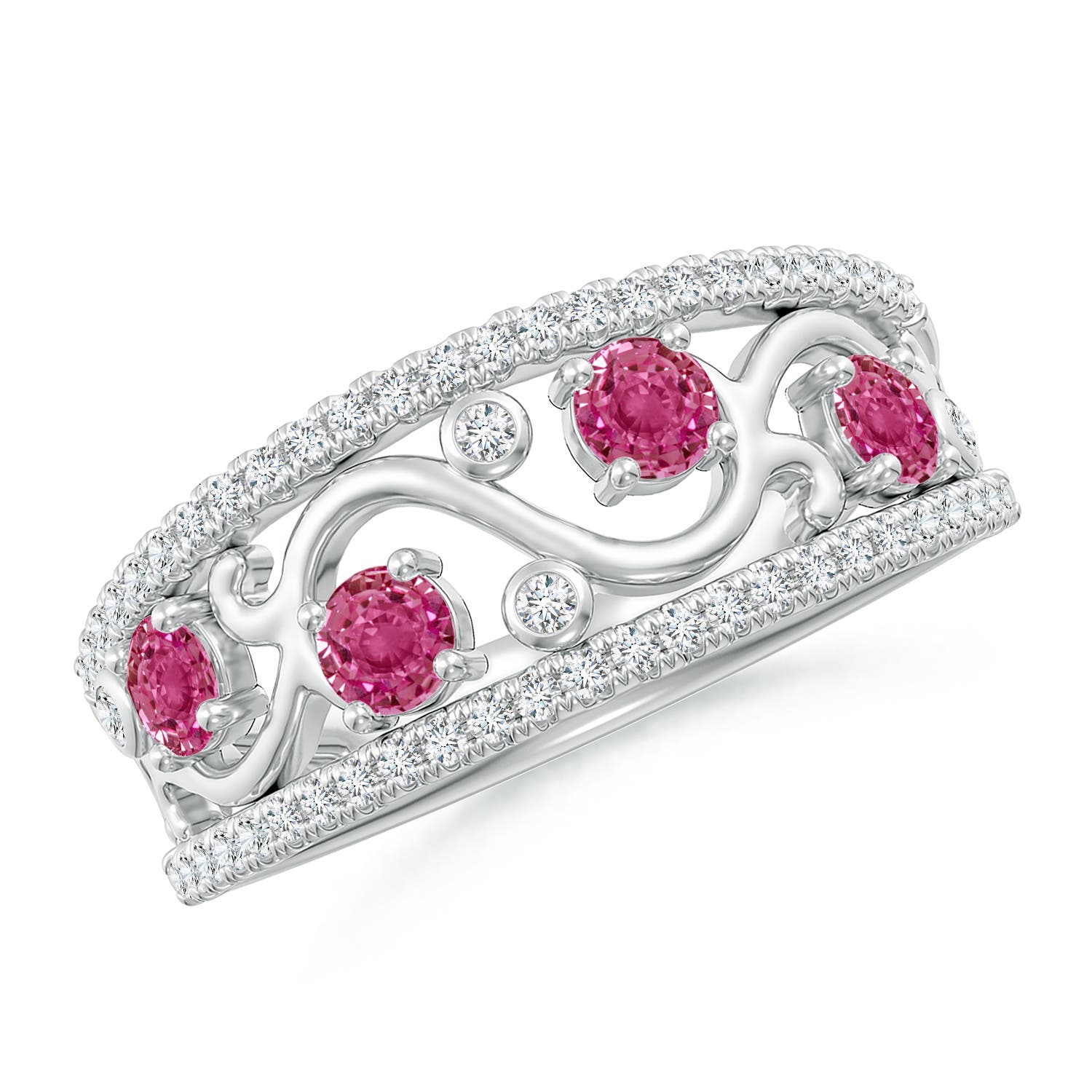 AAAA - Pink Sapphire / 0.84 CT / 14 KT White Gold