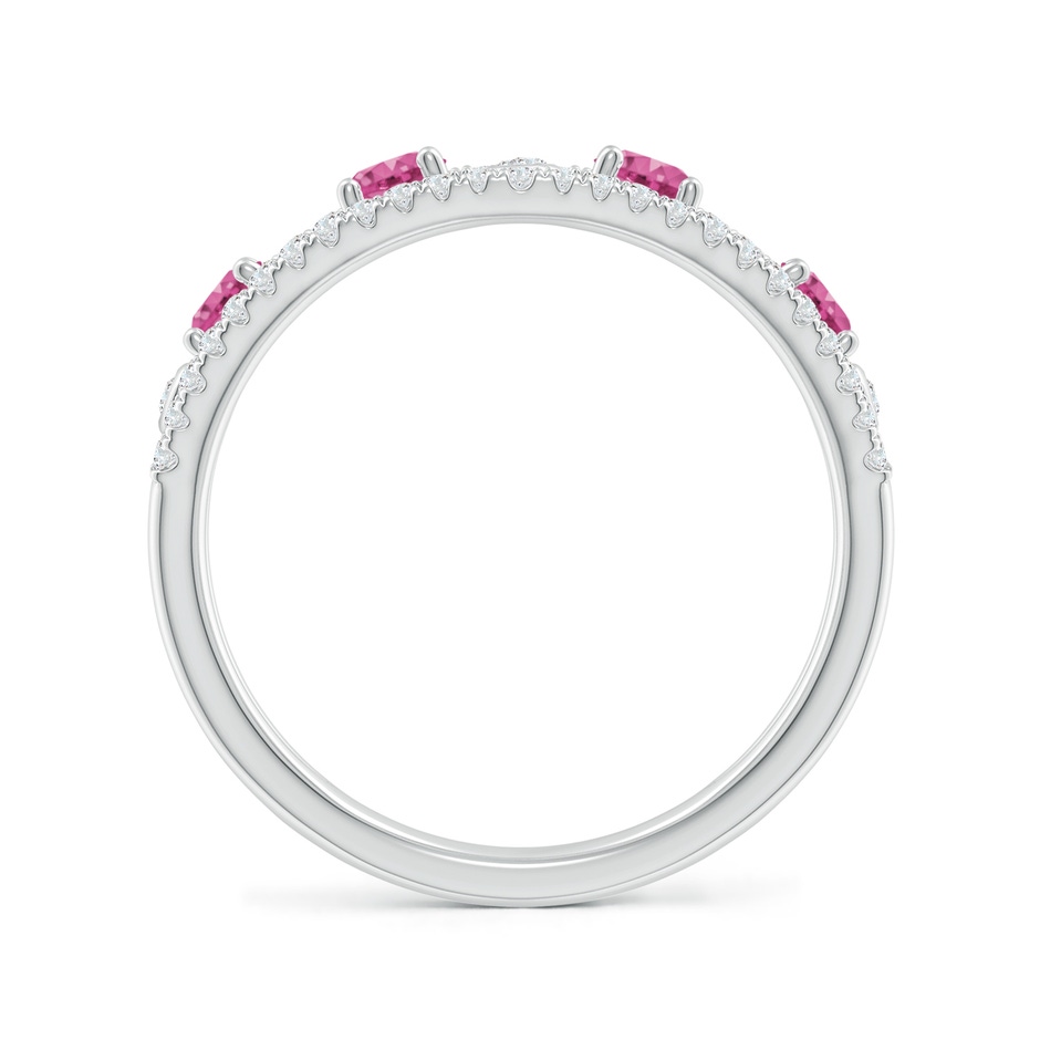3mm AAAA Nature Inspired Round Pink Sapphire & Diamond Filigree Band in White Gold product image