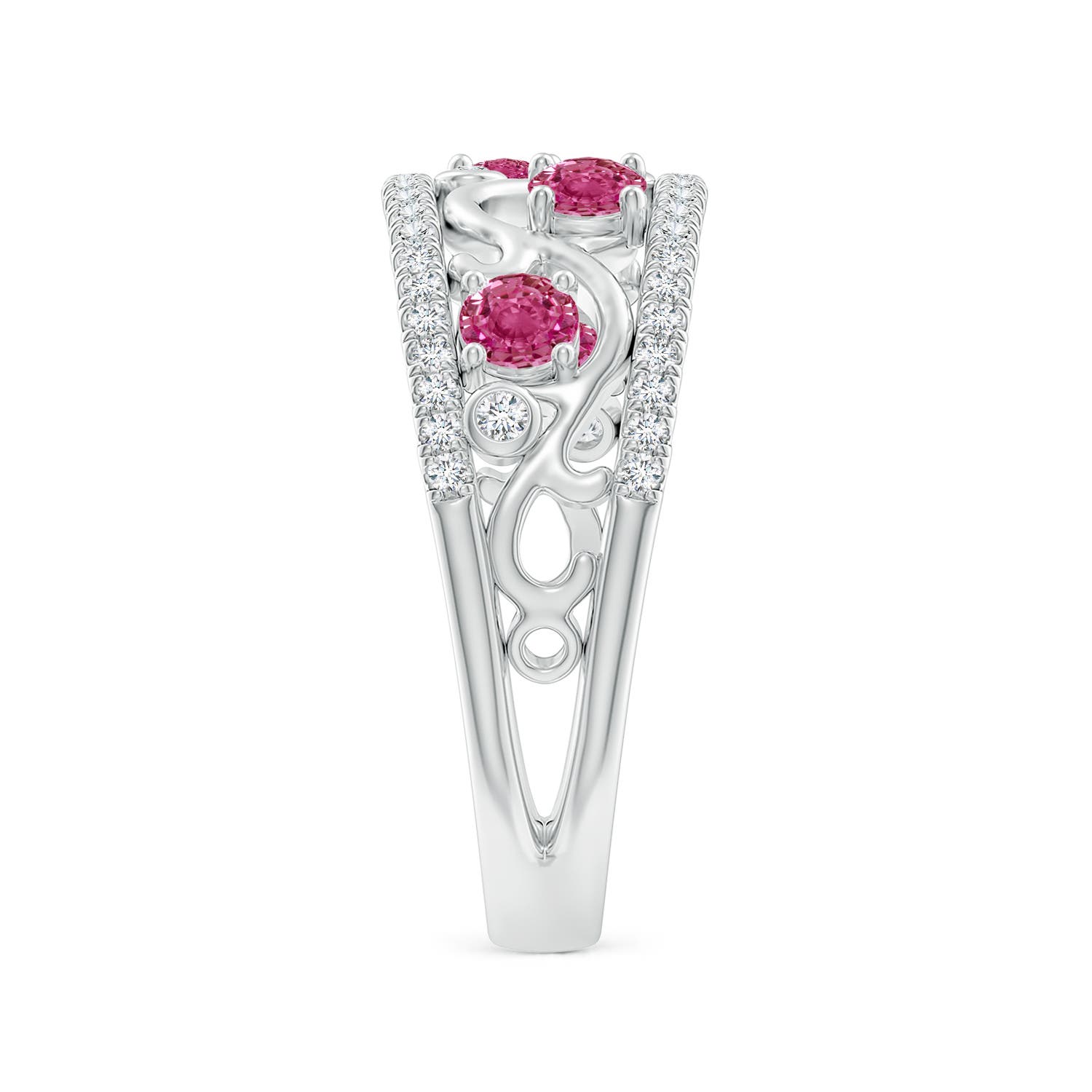 AAAA - Pink Sapphire / 0.84 CT / 14 KT White Gold