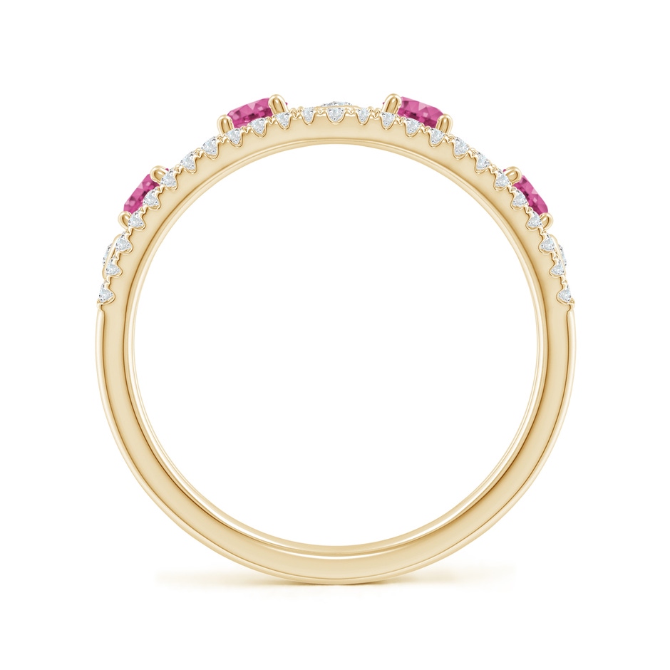 3mm AAAA Nature Inspired Round Pink Sapphire & Diamond Filigree Band in Yellow Gold product image