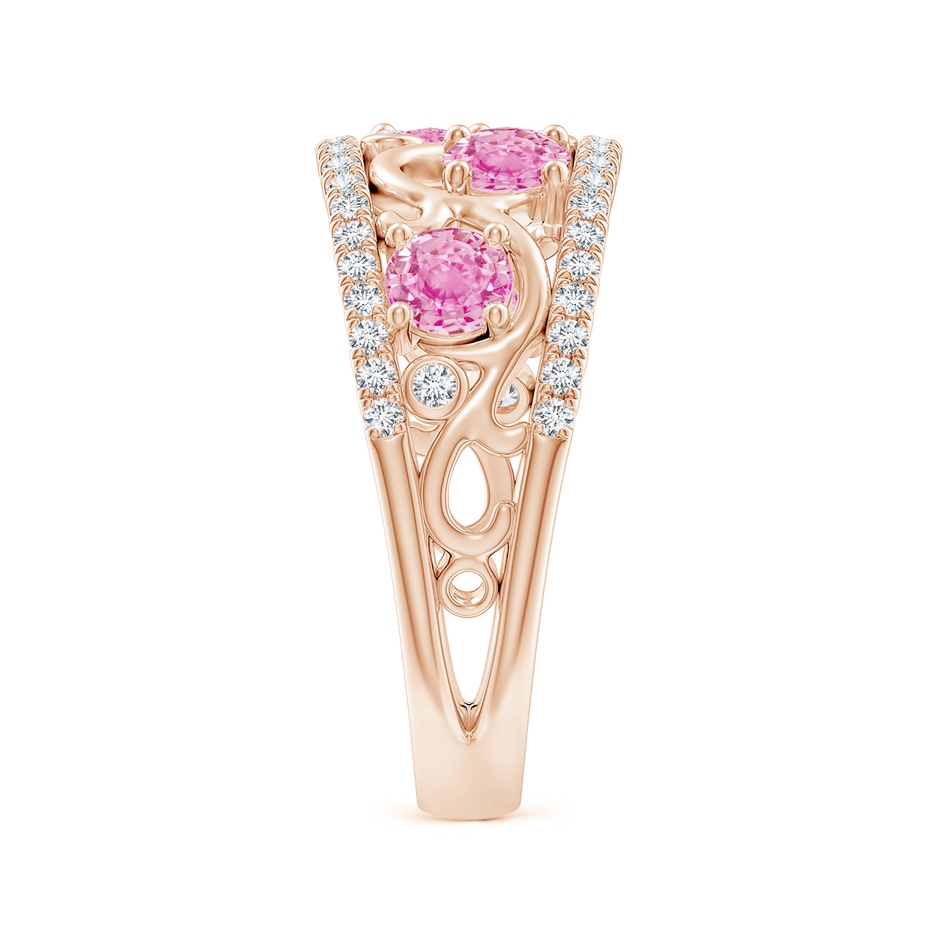 4mm A Nature Inspired Round Pink Sapphire & Diamond Filigree Band in Rose Gold product image