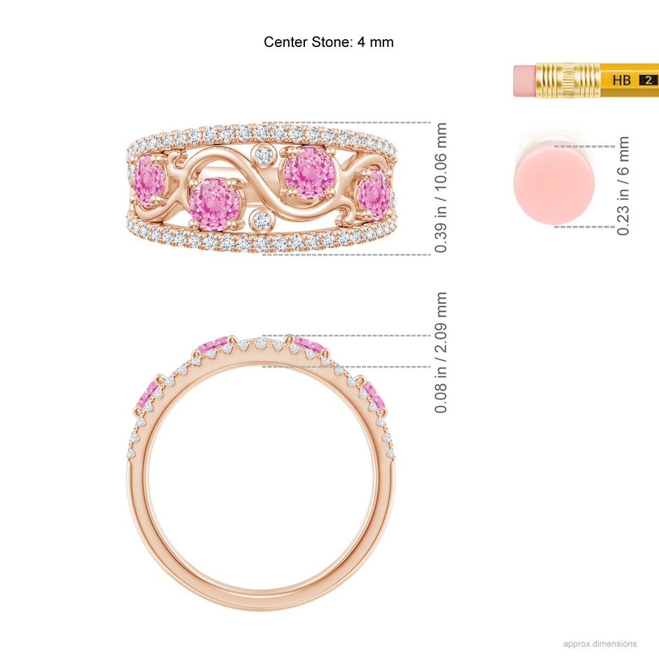 4mm A Nature Inspired Round Pink Sapphire & Diamond Filigree Band in Rose Gold product image
