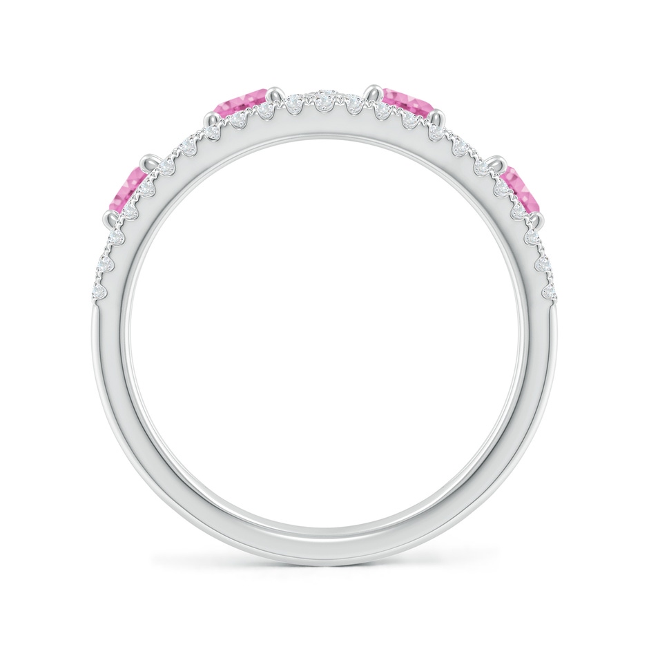 4mm A Nature Inspired Round Pink Sapphire & Diamond Filigree Band in White Gold product image