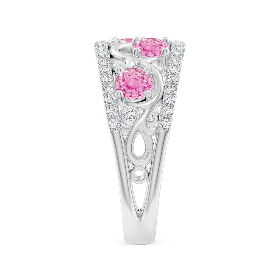 4mm A Nature Inspired Round Pink Sapphire & Diamond Filigree Band in White Gold product image