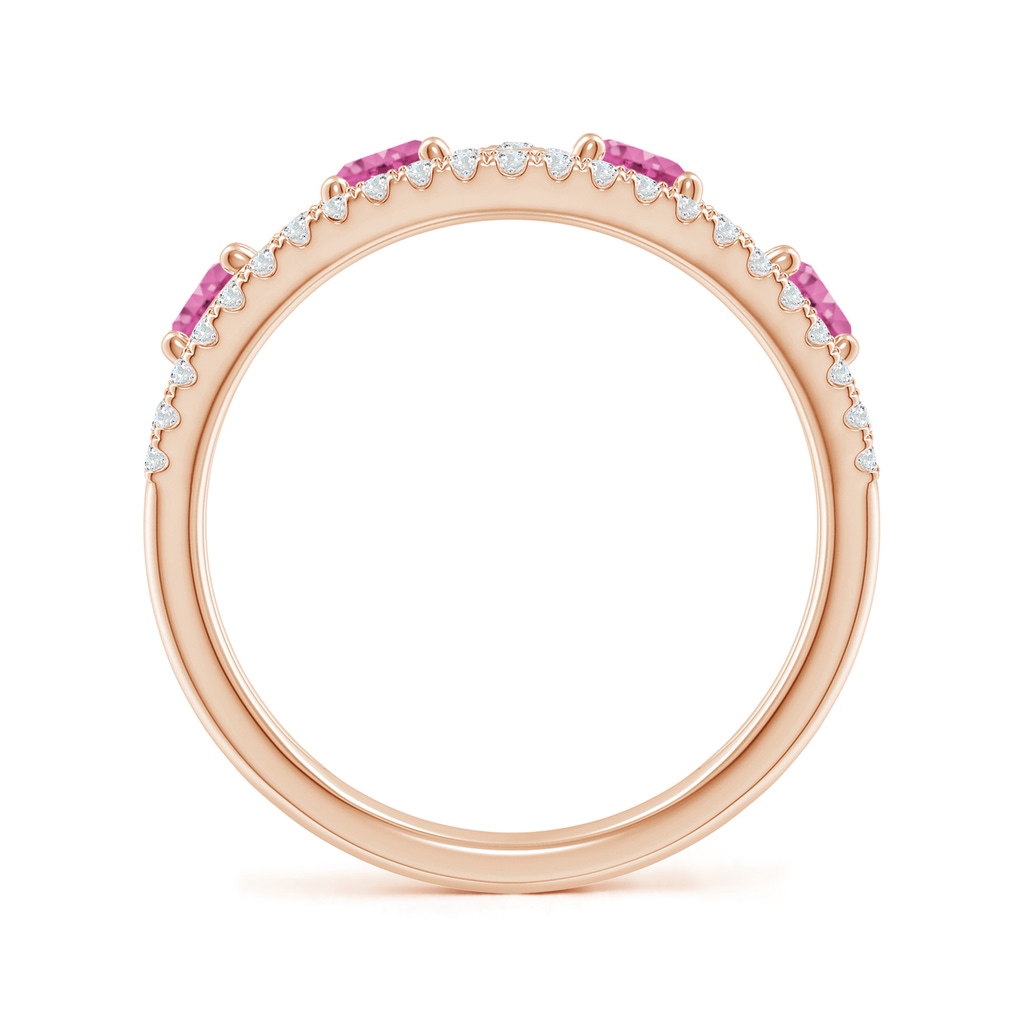 4mm AAA Nature Inspired Round Pink Sapphire & Diamond Filigree Band in Rose Gold Product Image