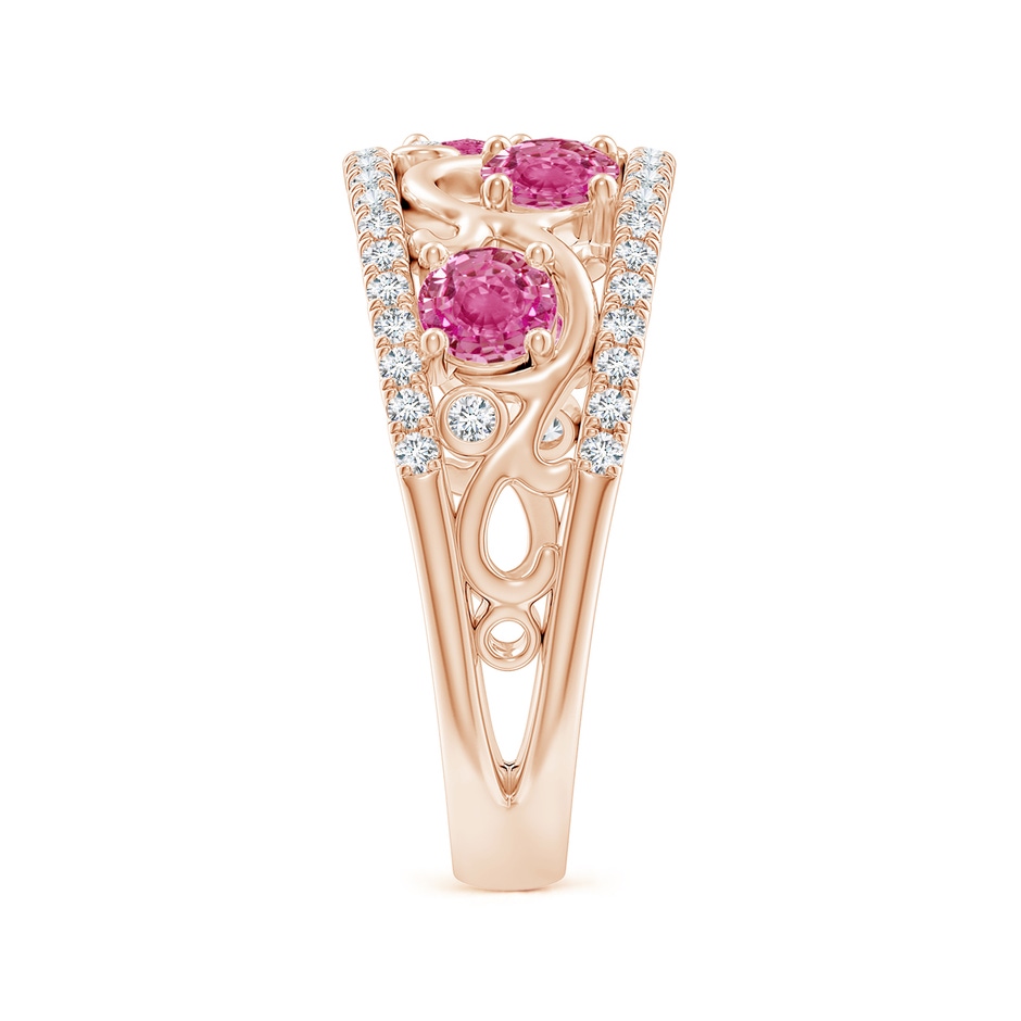 4mm AAA Nature Inspired Round Pink Sapphire & Diamond Filigree Band in Rose Gold product image