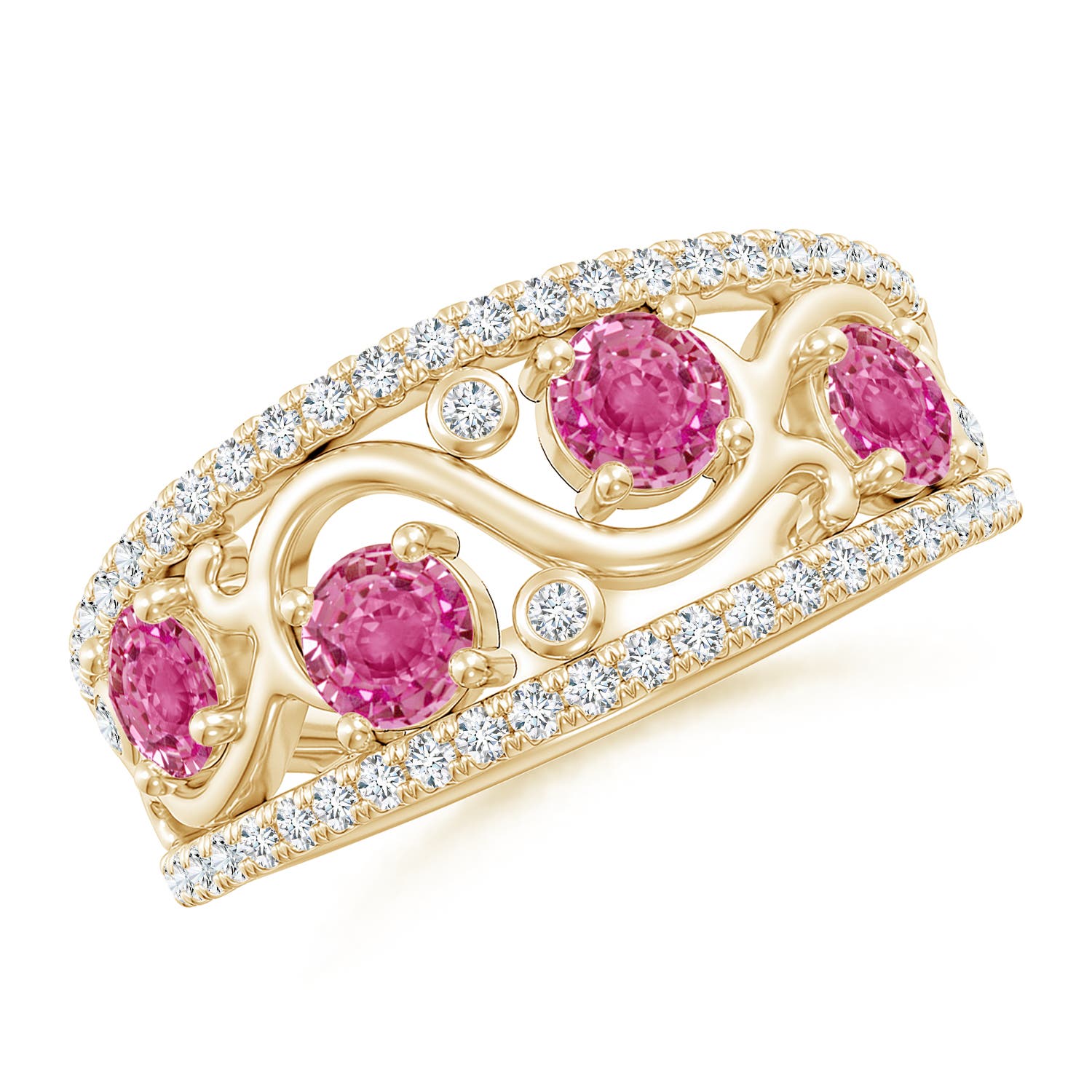 AAA - Pink Sapphire / 1.64 CT / 14 KT Yellow Gold