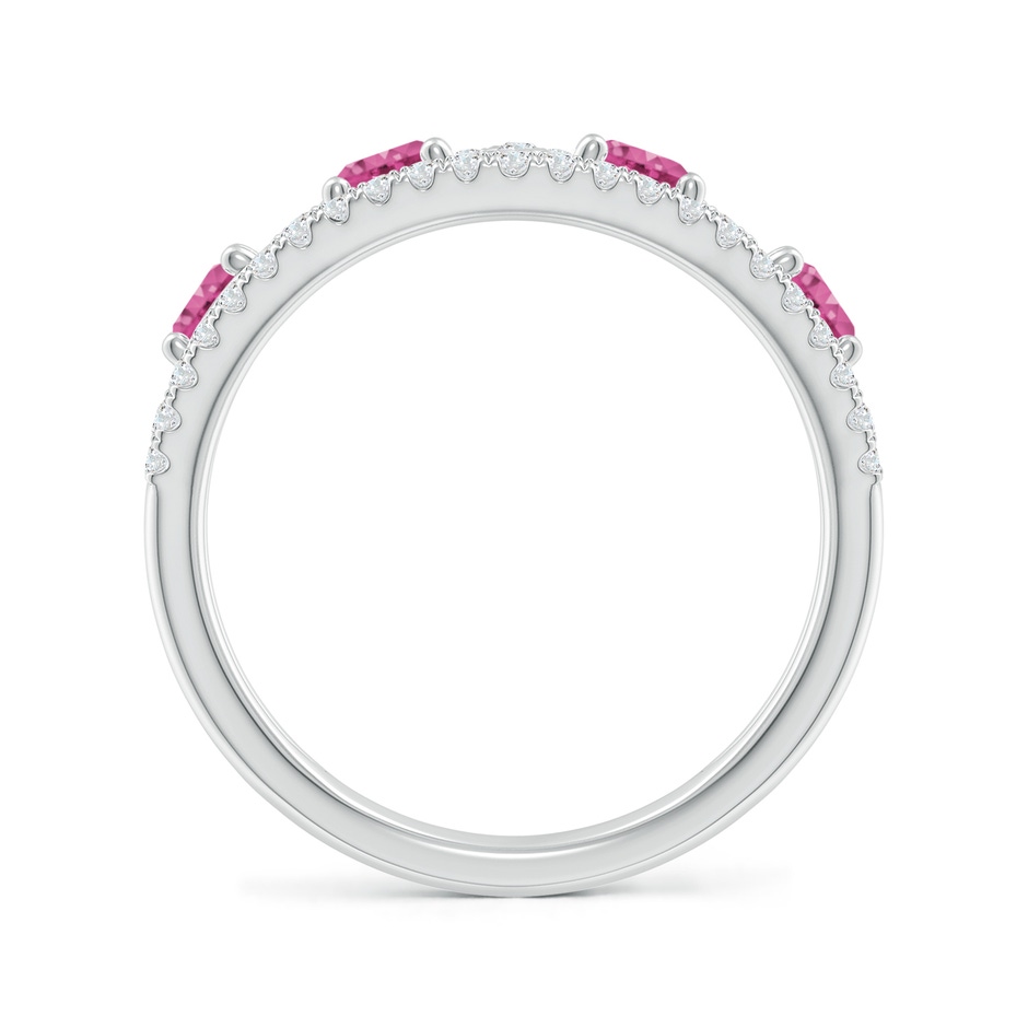 4mm AAAA Nature Inspired Round Pink Sapphire & Diamond Filigree Band in White Gold product image