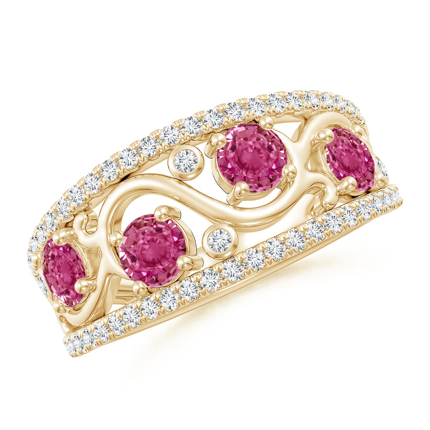 AAAA - Pink Sapphire / 1.64 CT / 14 KT Yellow Gold