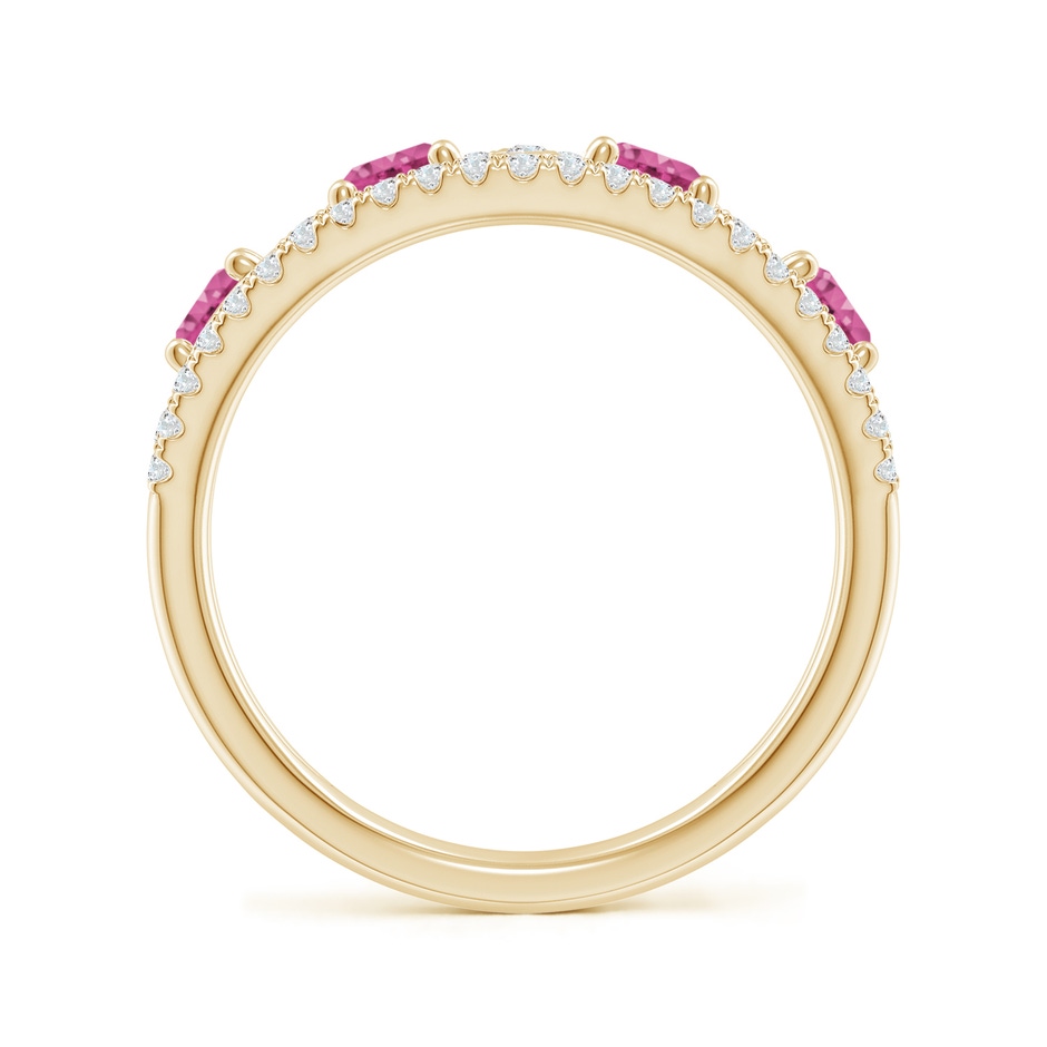 4mm AAAA Nature Inspired Round Pink Sapphire & Diamond Filigree Band in Yellow Gold product image