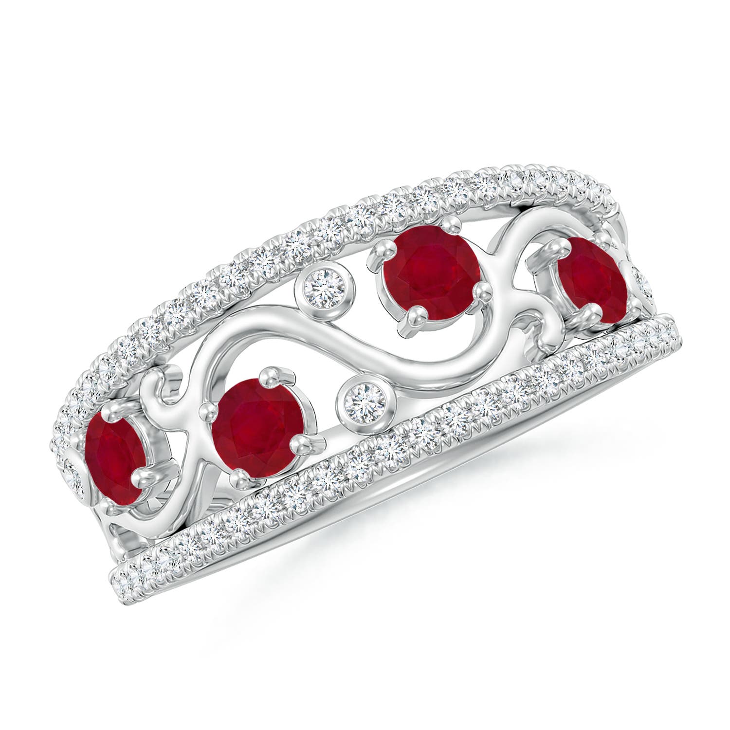 AA - Ruby / 0.88 CT / 14 KT White Gold