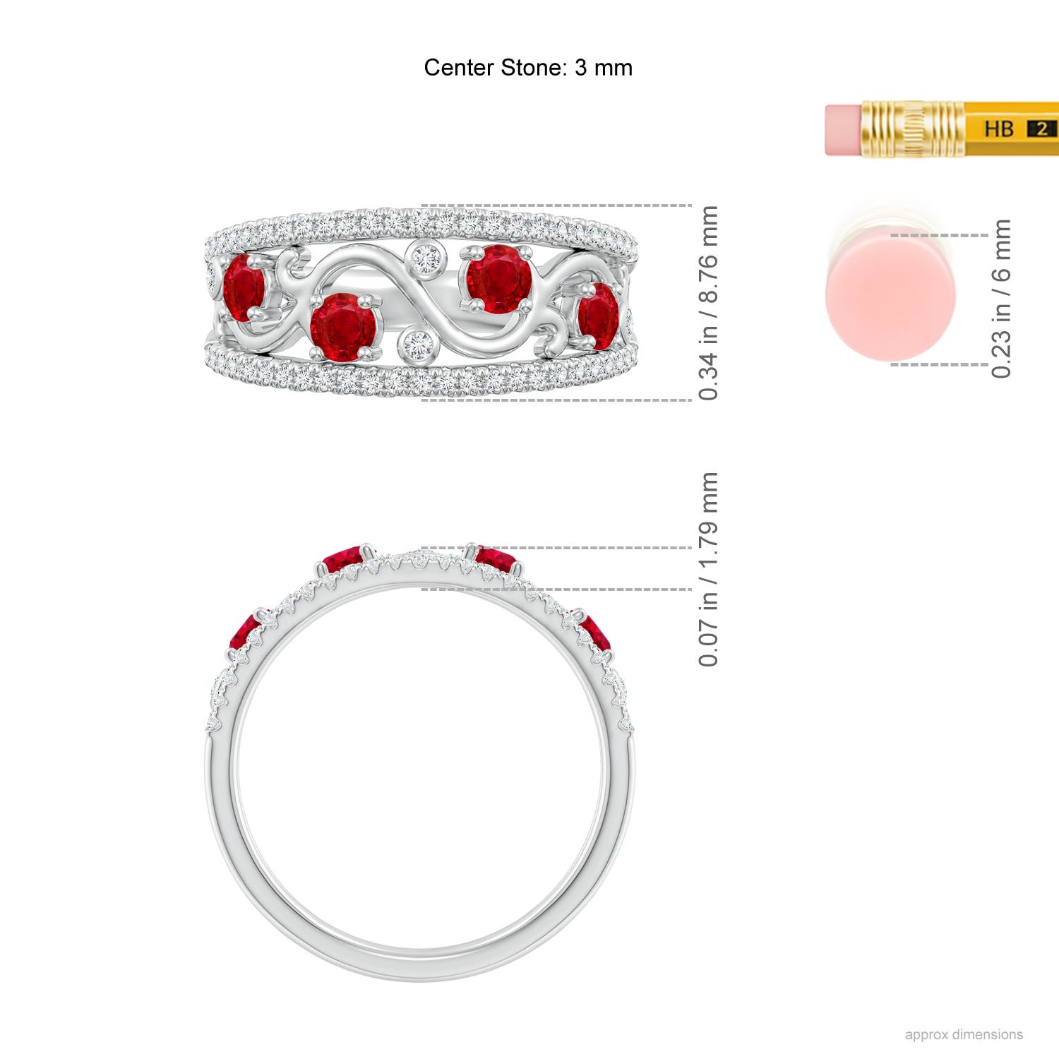 AAA - Ruby / 0.88 CT / 14 KT White Gold