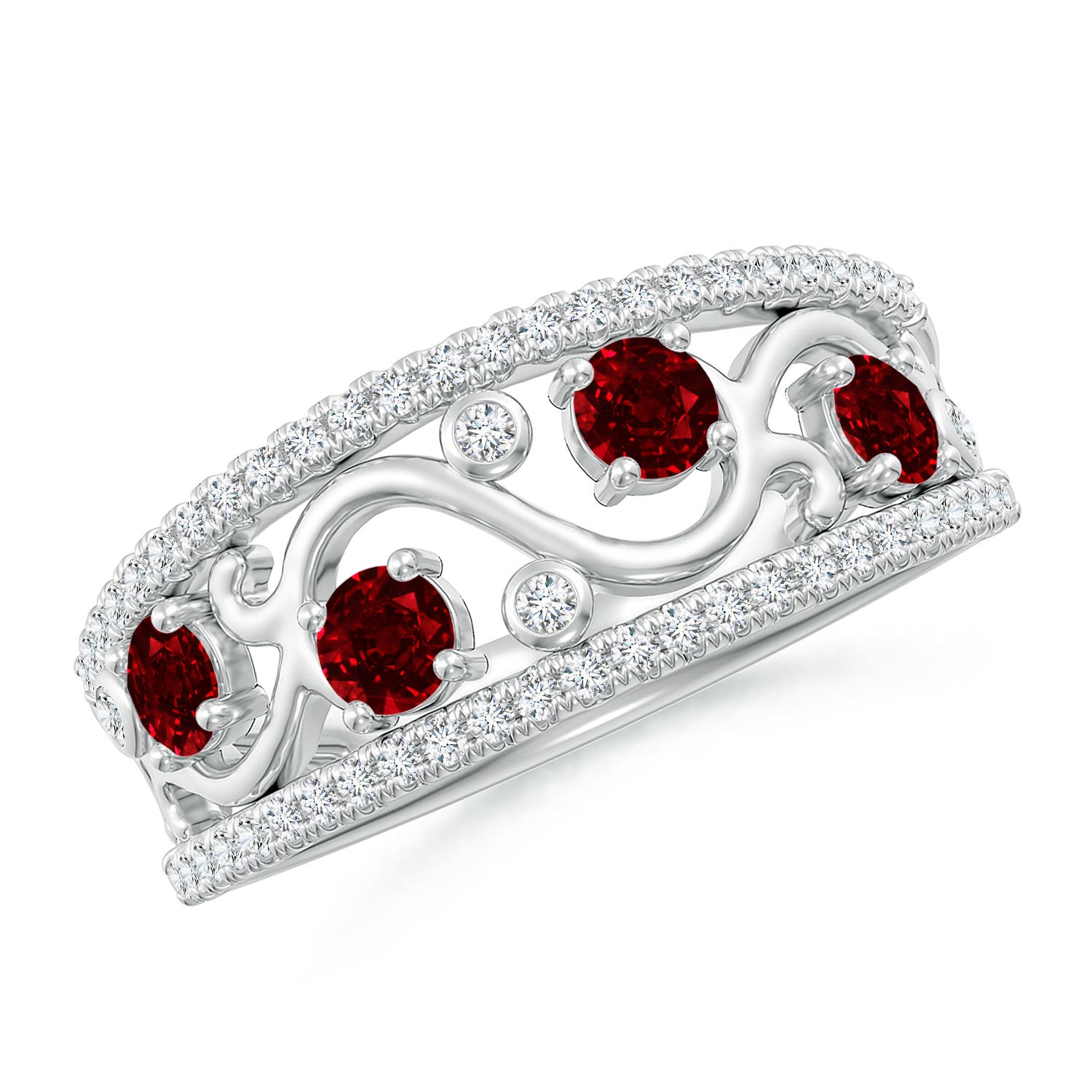 AAAA - Ruby / 0.88 CT / 14 KT White Gold