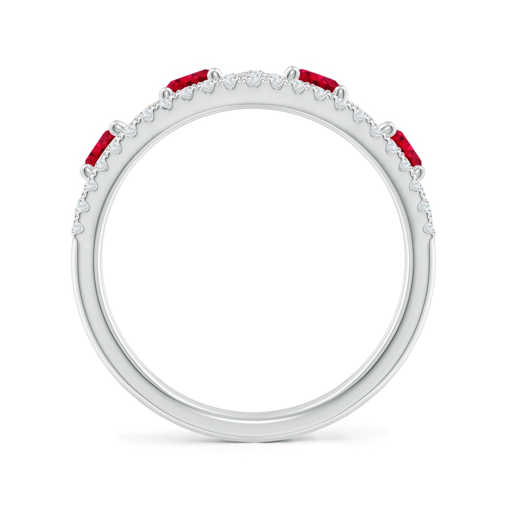 4mm AAA Nature Inspired Round Ruby & Diamond Filigree Band in White Gold Side-1