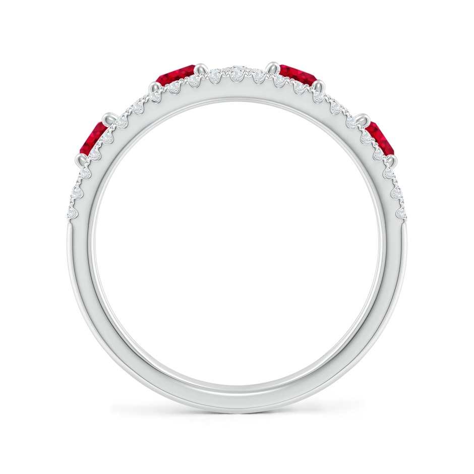 4mm AAA Nature Inspired Round Ruby & Diamond Filigree Band in White Gold side-1