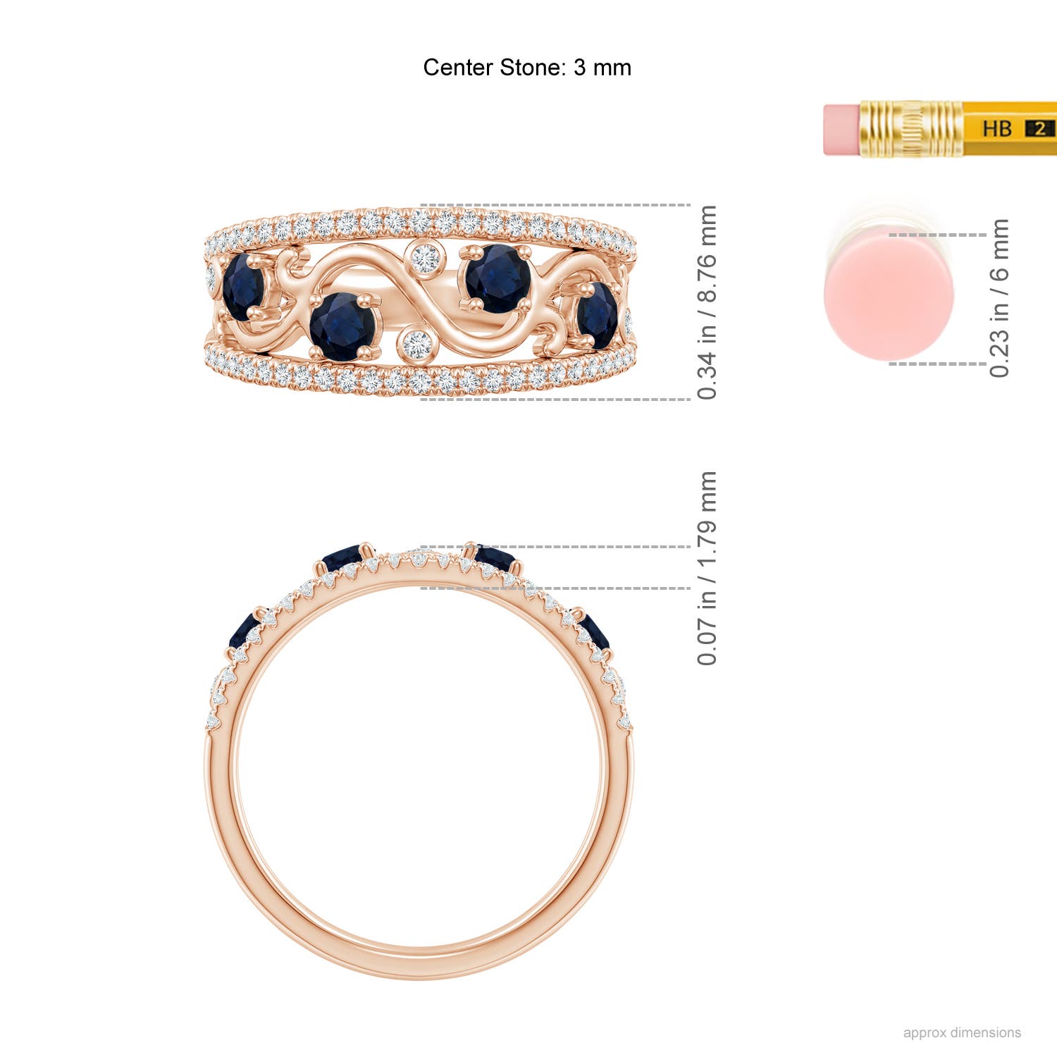 A - Blue Sapphire / 0.84 CT / 14 KT Rose Gold