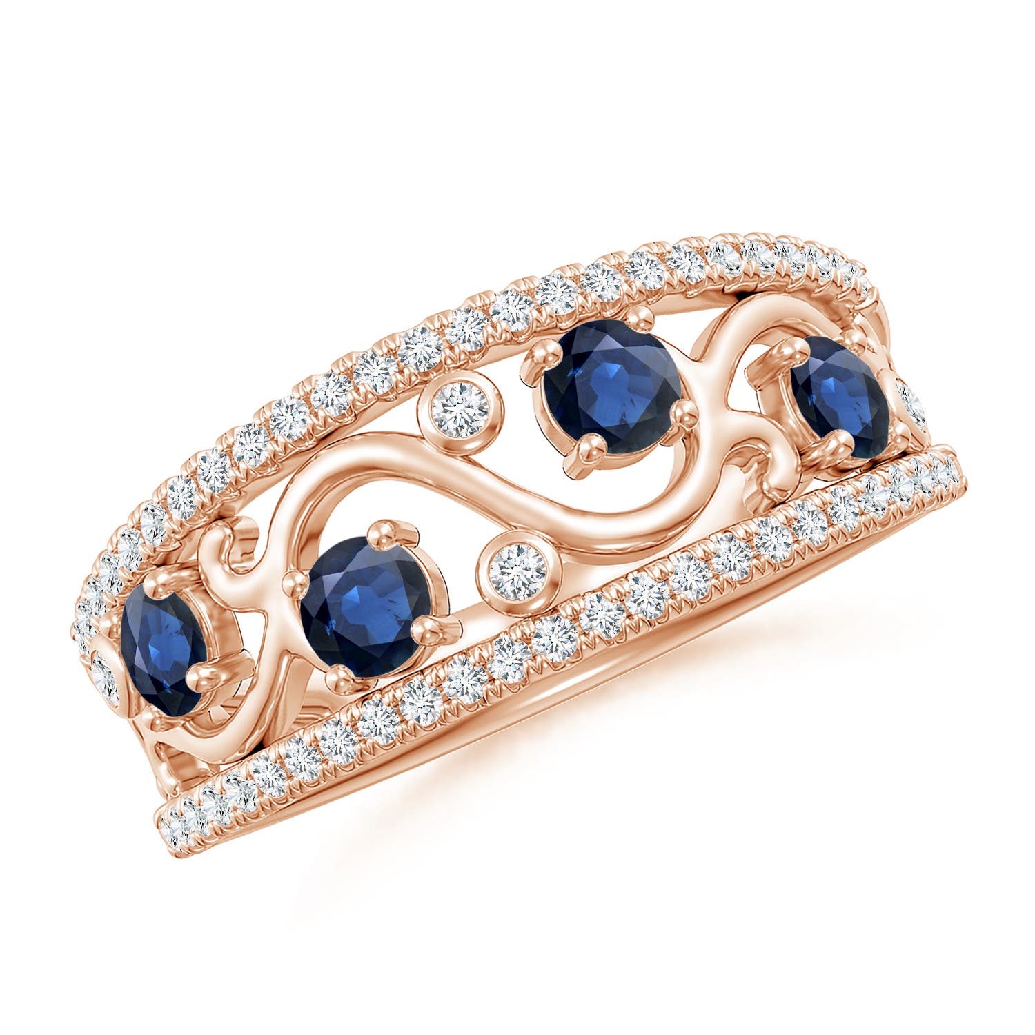 AA - Blue Sapphire / 0.84 CT / 14 KT Rose Gold