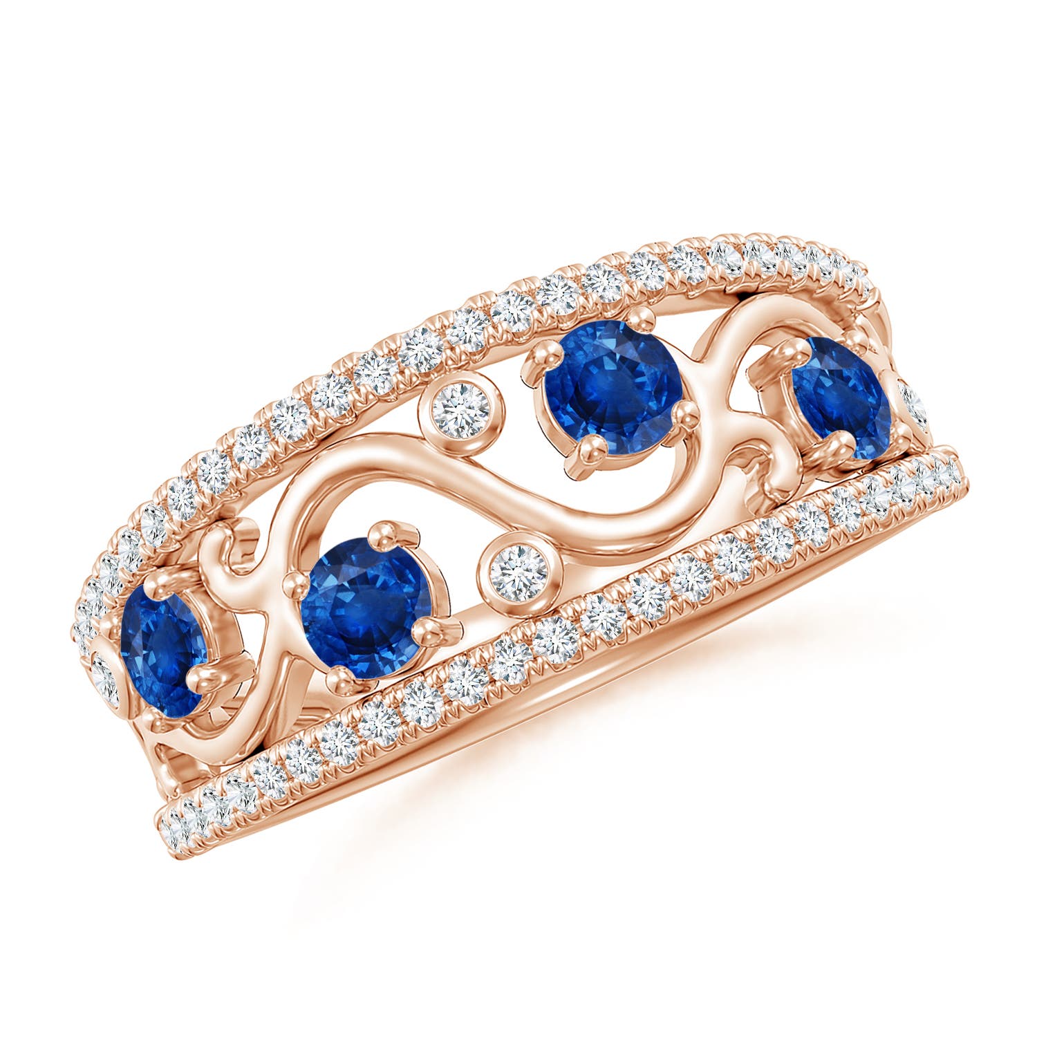 AAA - Blue Sapphire / 0.84 CT / 14 KT Rose Gold