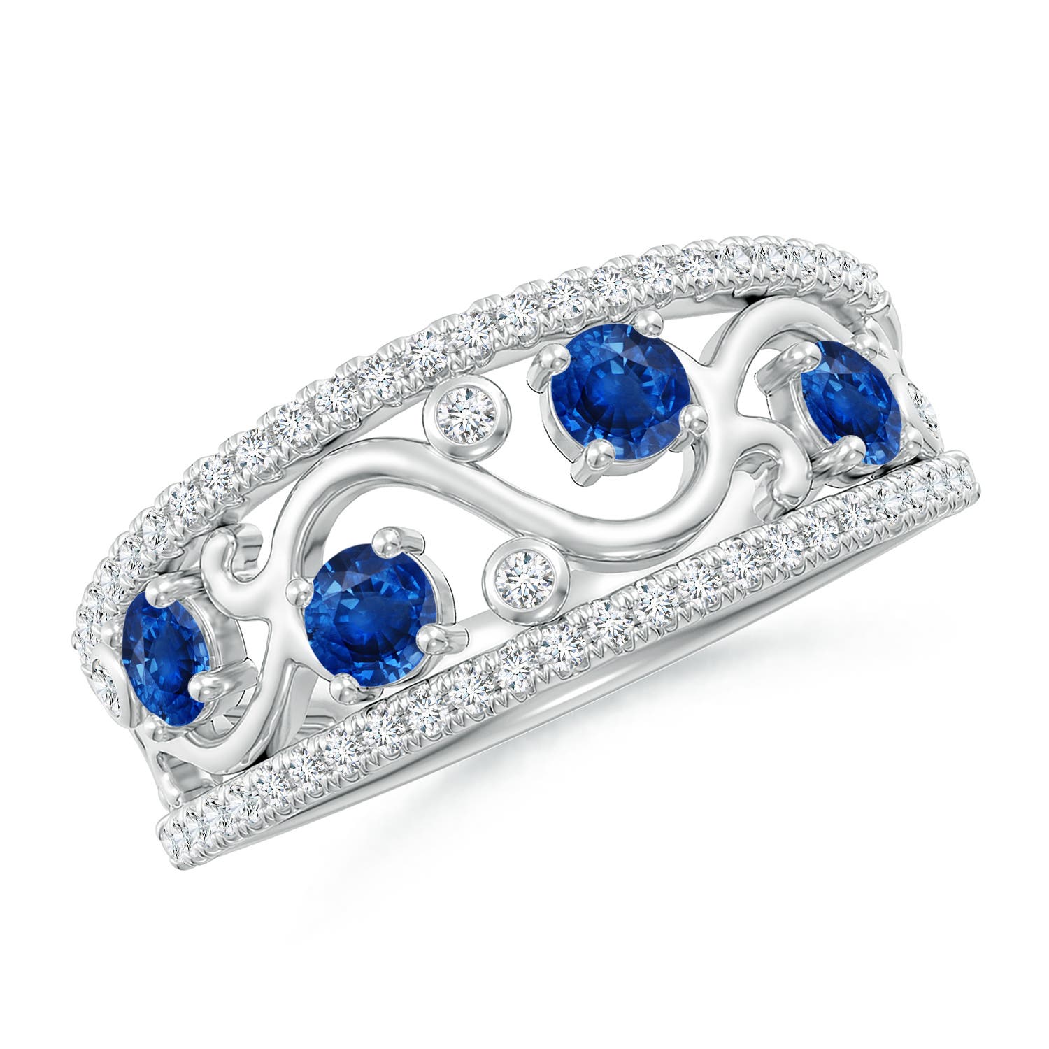 AAA - Blue Sapphire / 0.84 CT / 14 KT White Gold